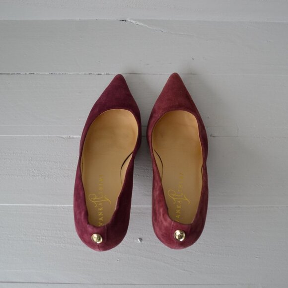 Ivanka Trump Kitten Heels Dark Purple Women's 5.5 Formal Suede Leather Sole - Picture 4 of 8